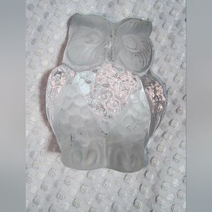 VIKING EUC FROSTED GLASS OWL BOOKEND PAPERWEIGHT